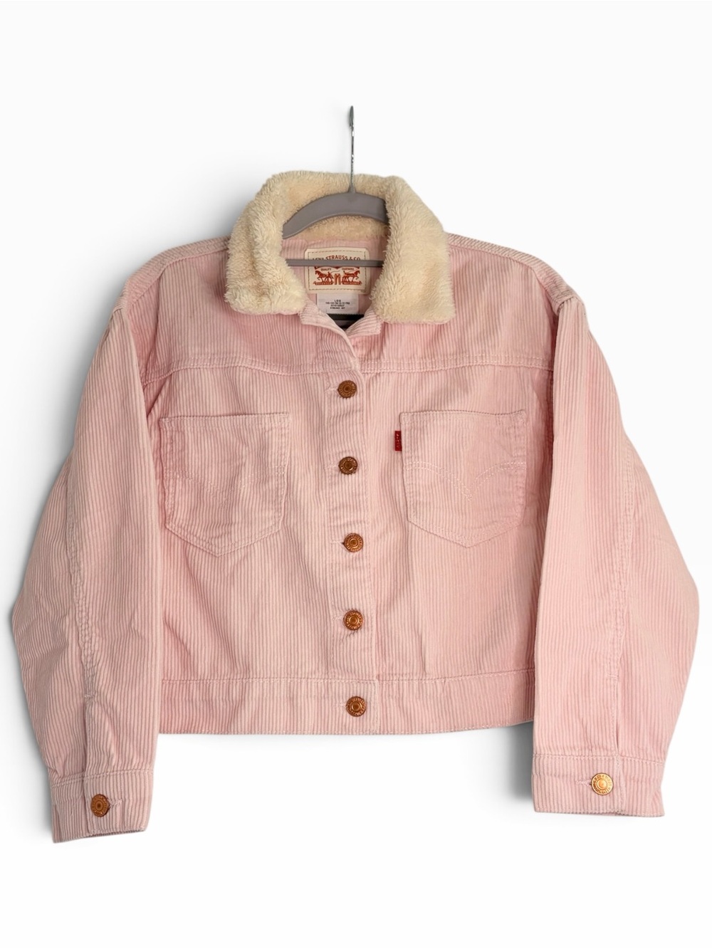 Levi's Pink Junior 12-13years Corduroy Jacket with Cream Sherpa Collar